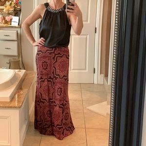 Red and Brown Patterned Skirt